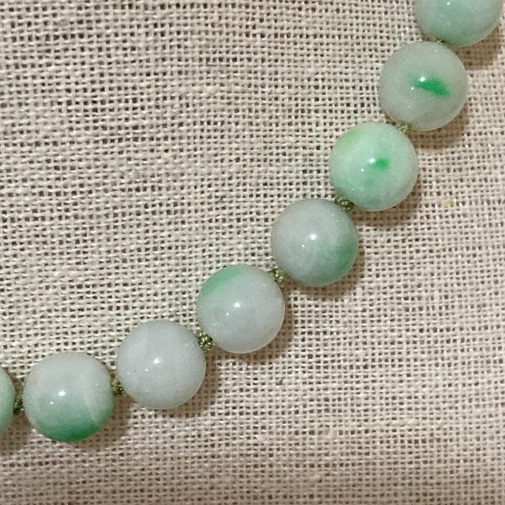 14k Yellow Gold Mings Hawaii Jade Choker Necklace 13" - Picture 3 of 8